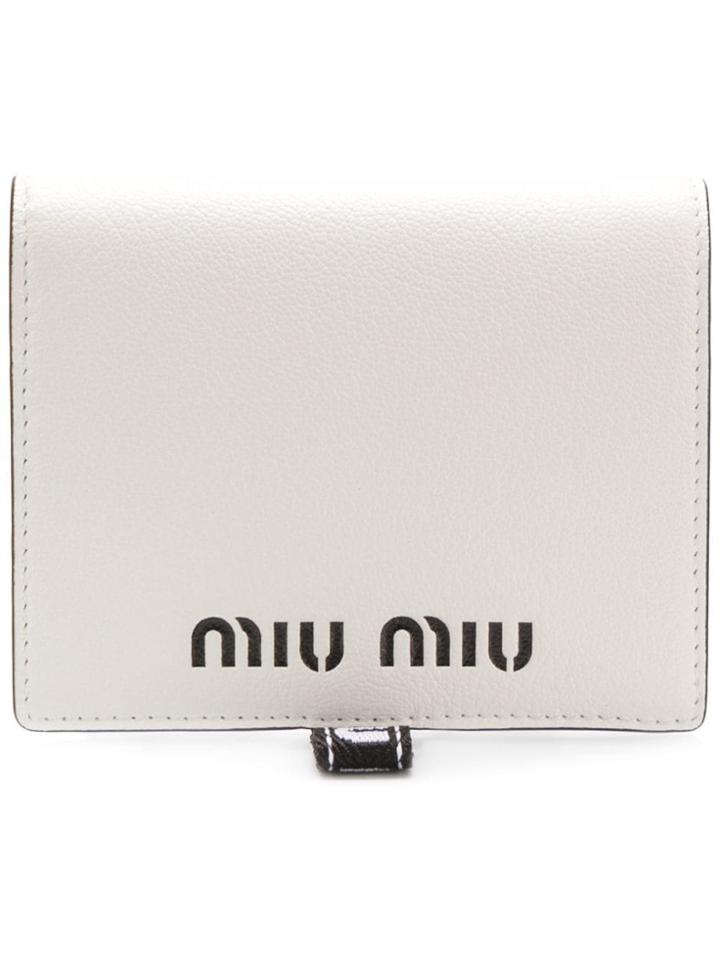 Miu Miu Logo Embossed Wallet - White