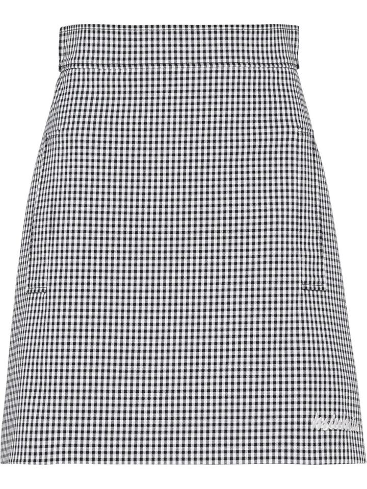 Miu Miu Vichy Gingham A-line Skirt - Black