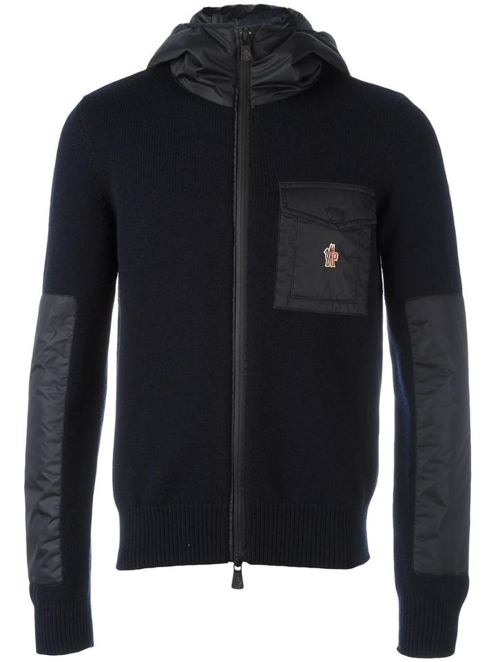 Moncler Grenoble Knitted Patchwork Hoodie, Men's, Size: Small, Blue, Polyamide/polyester/wool