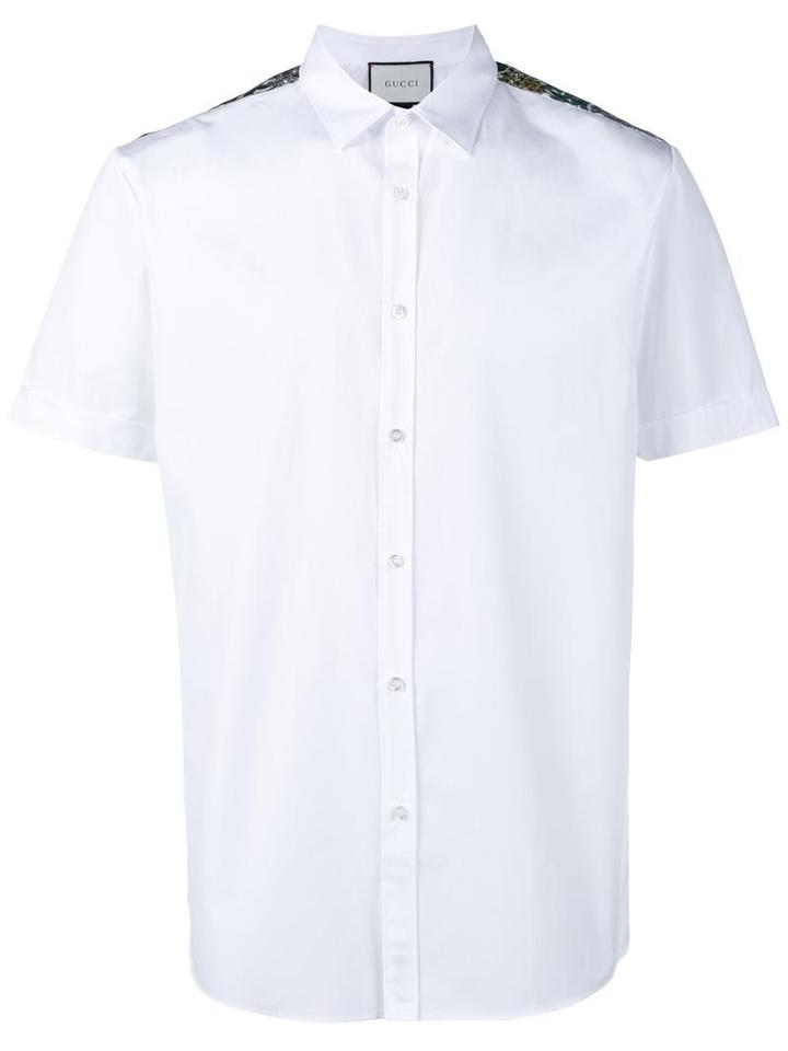 Gucci Floral Panel Shirt, Men's, Size: 15 1/2, White, Cotton/silk