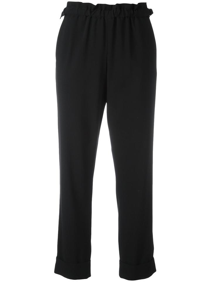 Giorgio Armani - Elasticated Hem Cropped Trousers - Women - Virgin Wool - 44, Black, Virgin Wool