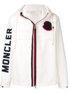 Moncler Sleeve Logo Print Hooded Jacket - White
