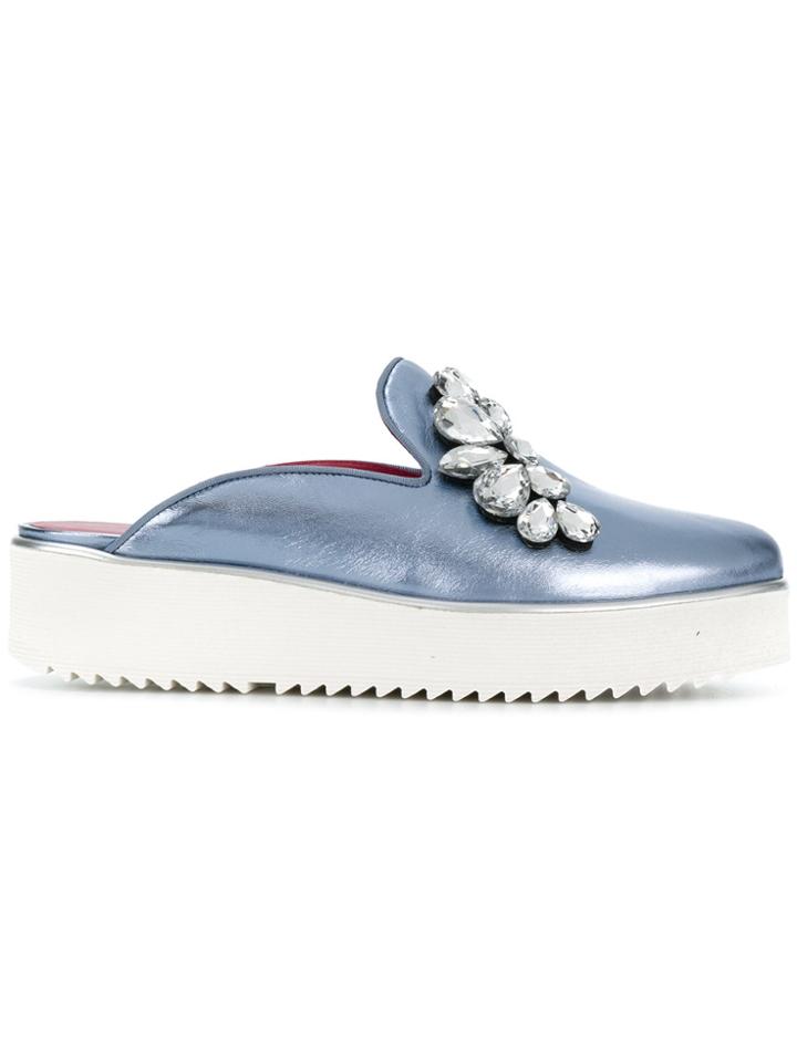 Alberto Gozzi Metallic Sneaker Mules - Blue