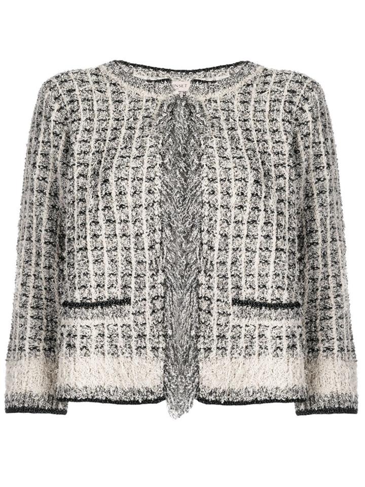 Twin-set Frayed Trim Tweed Jacket - Neutrals