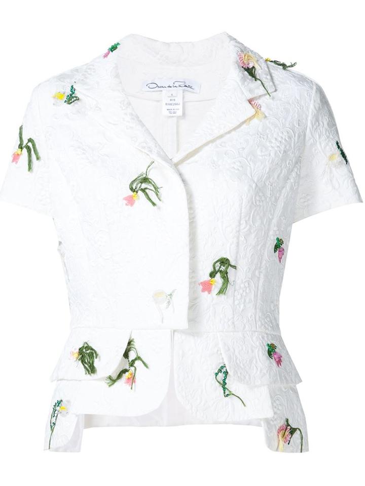 Oscar De La Renta Floral Embroidery Jacket
