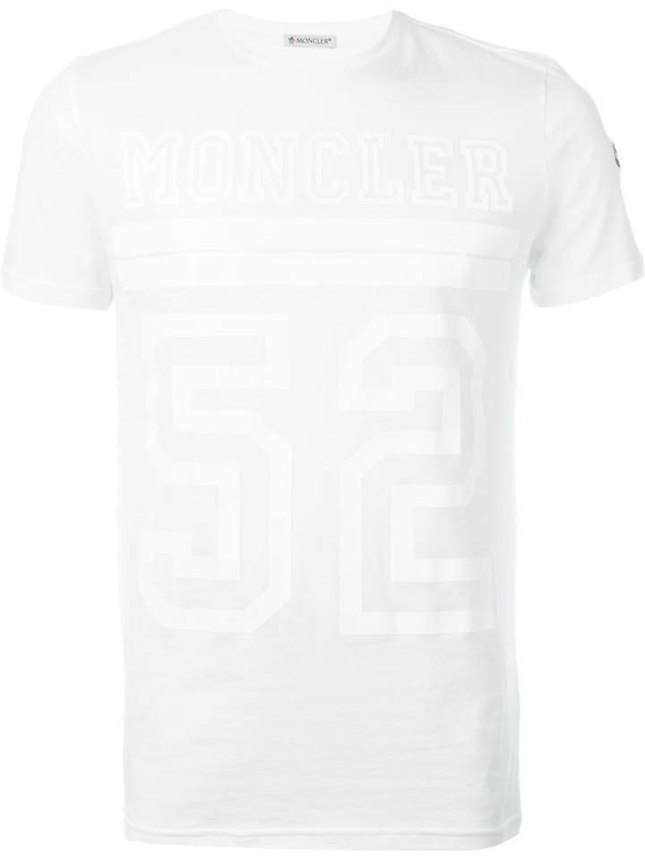 Moncler Varsity Print T-shirt, Men's, Size: L, White, Cotton