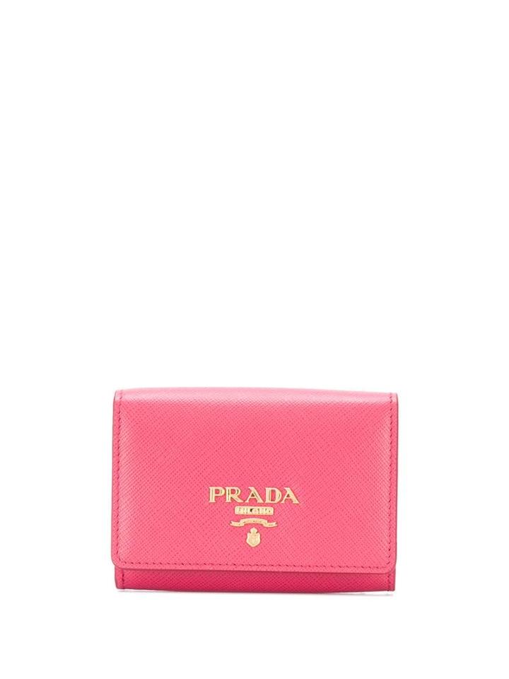 Prada Logo Appliqué Wallet - Pink