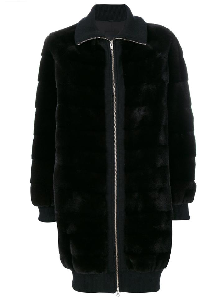 Liska Zipped Panelled Coat - Black