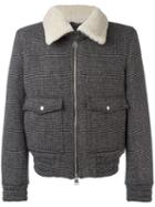 Ami Paris Zipped Jacket With Shearling Collar - Black