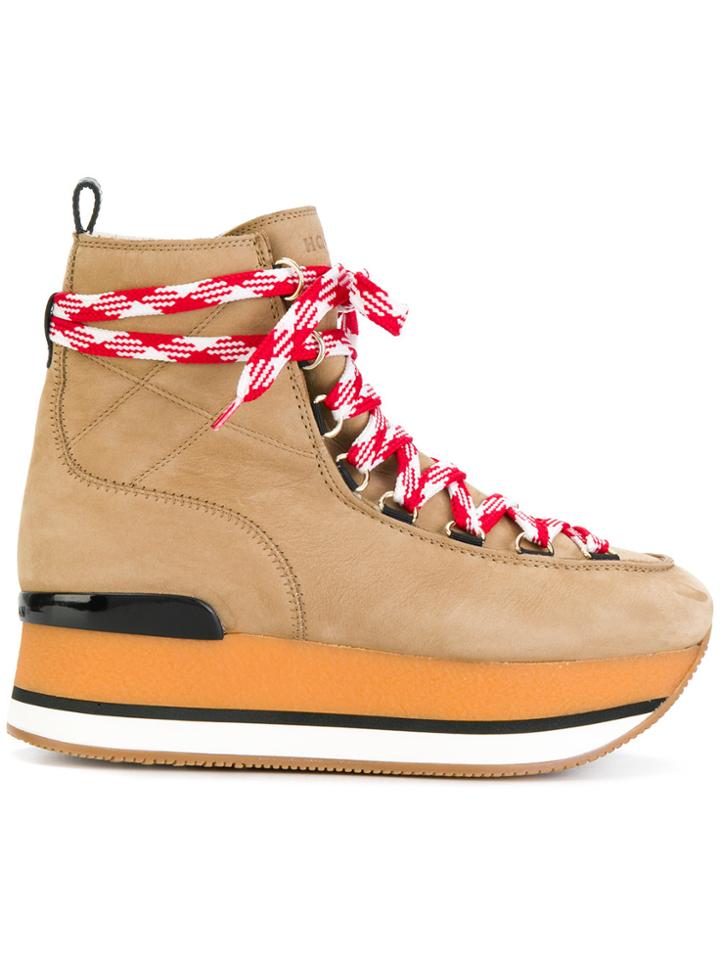 Hogan Tronchetto Platform Mountain Boots - Brown