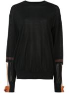 Toga Mesh Panel Cuffed Sweater - Black