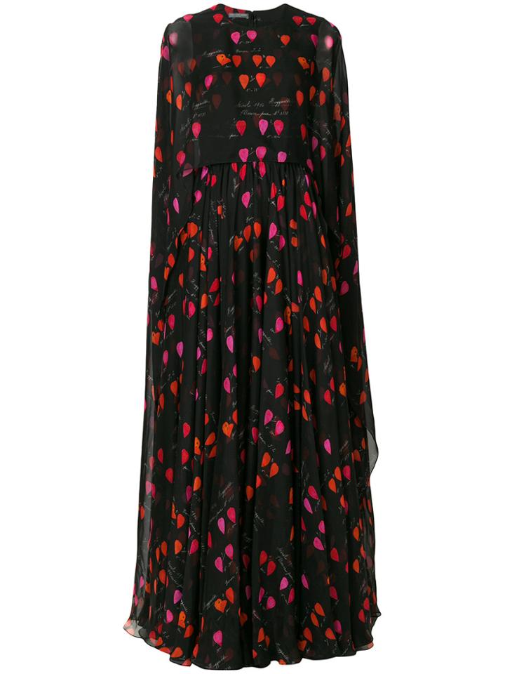 Alexander Mcqueen Petal Print Gown - Black