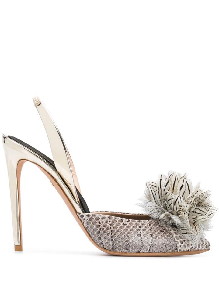 Giambattista Valli Appliqué Snake Slingback Pumps - Gold