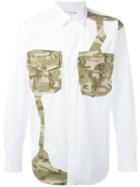 Comme Des Garçons Shirt Camouflage Patch Shirt, Men's, Size: Large, White, Cotton