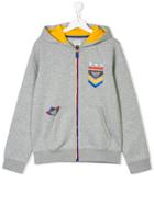 Armani Junior Logo Zipped Hoodie - Grey