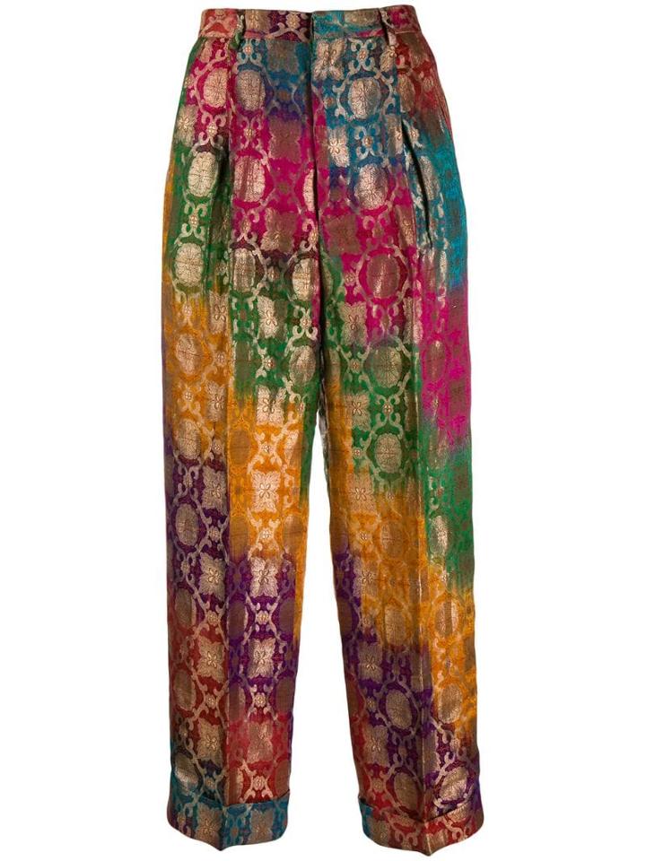 Romeo Gigli Pre-owned 1990's Gradient Jacquard Trousers - Orange