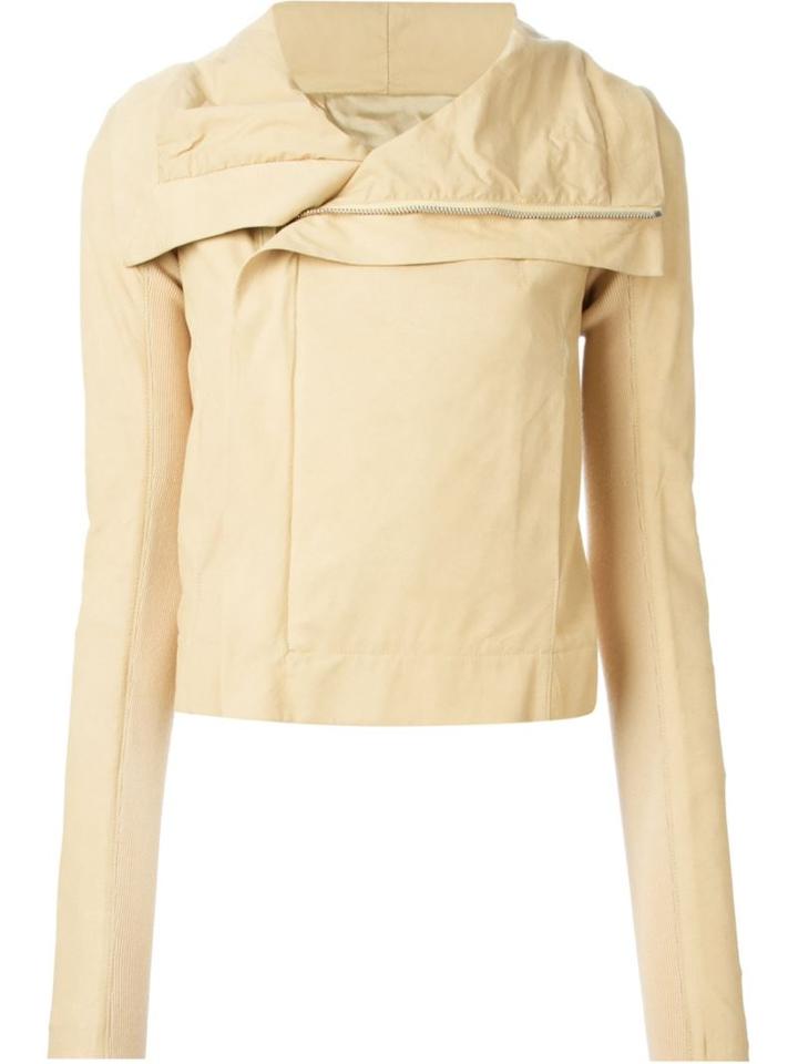 Rick Owens Fitted Biker Jacket, Women's, Size: 42, Nude/neutrals, Lamb Skin