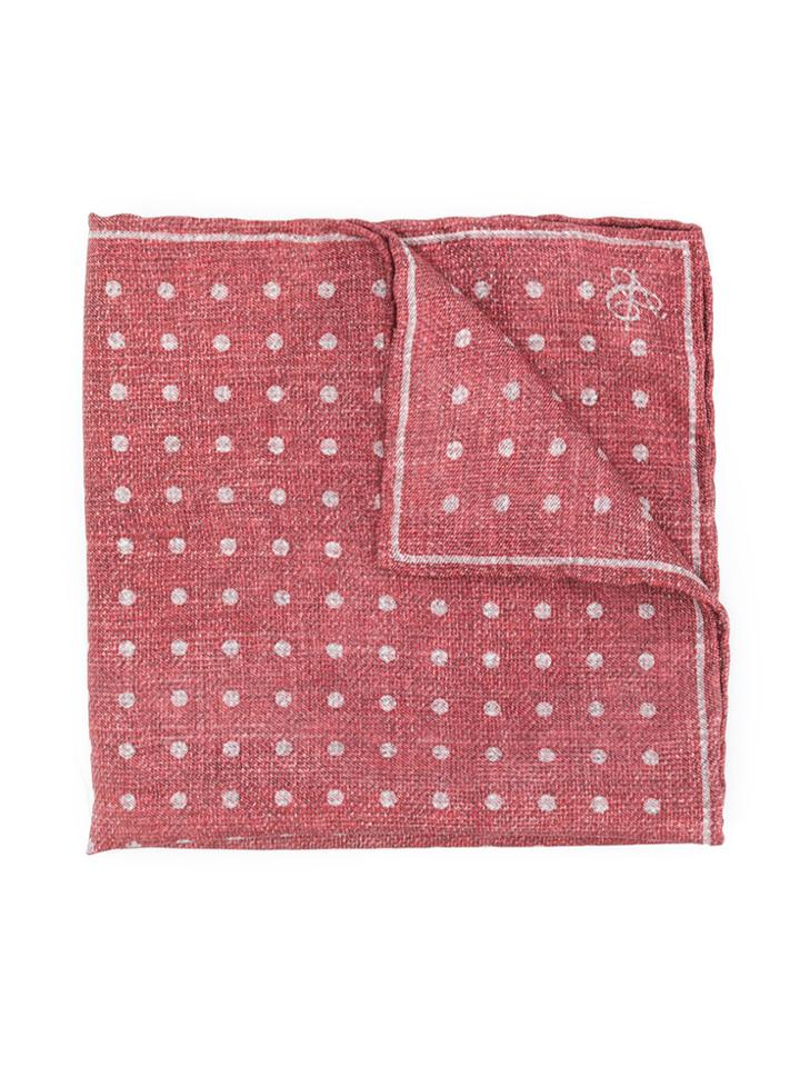 Canali Polka Dot Pocket Square - Red