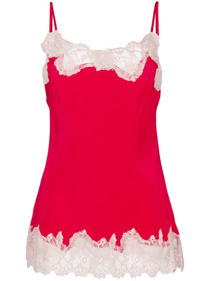 Gold Hawk Lace Trim Slip Top - Red