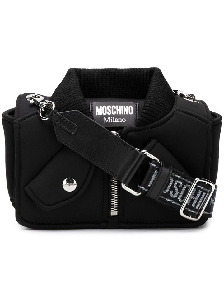 Moschino Zipped Jacket Shoulder Bag - Black