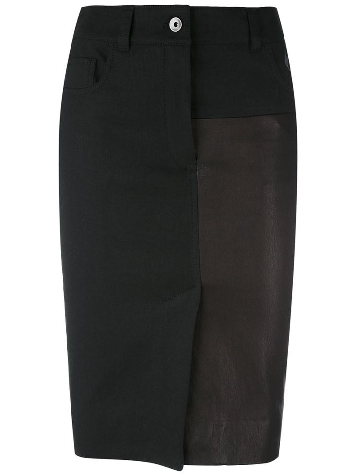 Haider Ackermann - Panelled Pencil Skirt - Women - Cotton/linen/flax/leather/rayon - 36, Black, Cotton/linen/flax/leather/rayon