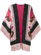 Etro - Fringed Printed Kimono Jacket - Women - Silk/acetate - One Size, Black, Silk/acetate