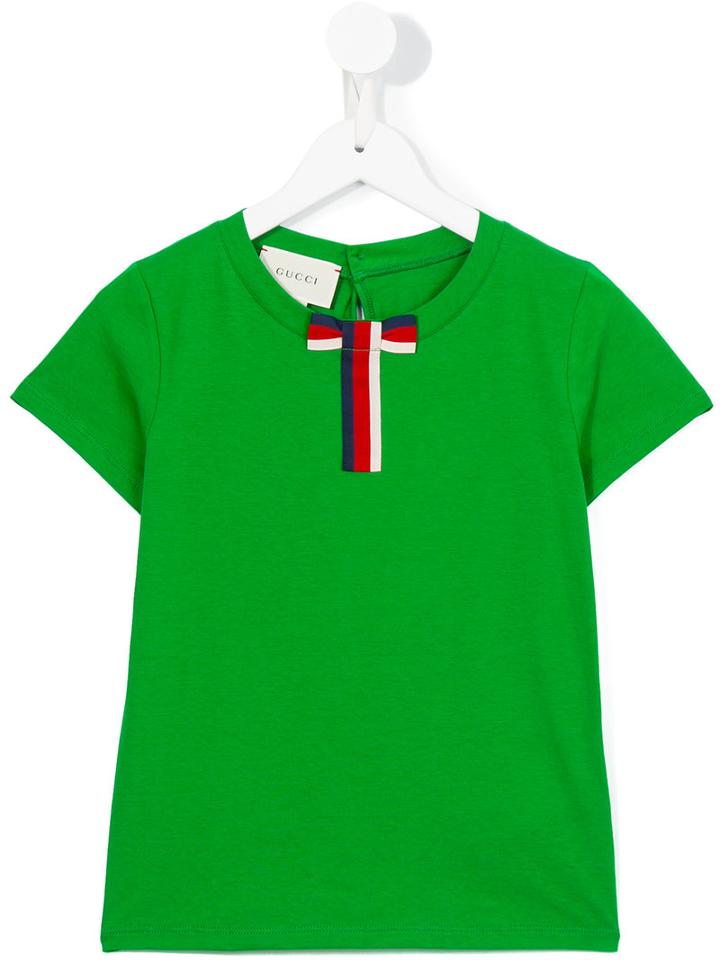 Gucci Kids Bow Detail T-shirt, Girl's, Size: 12 Yrs, Green