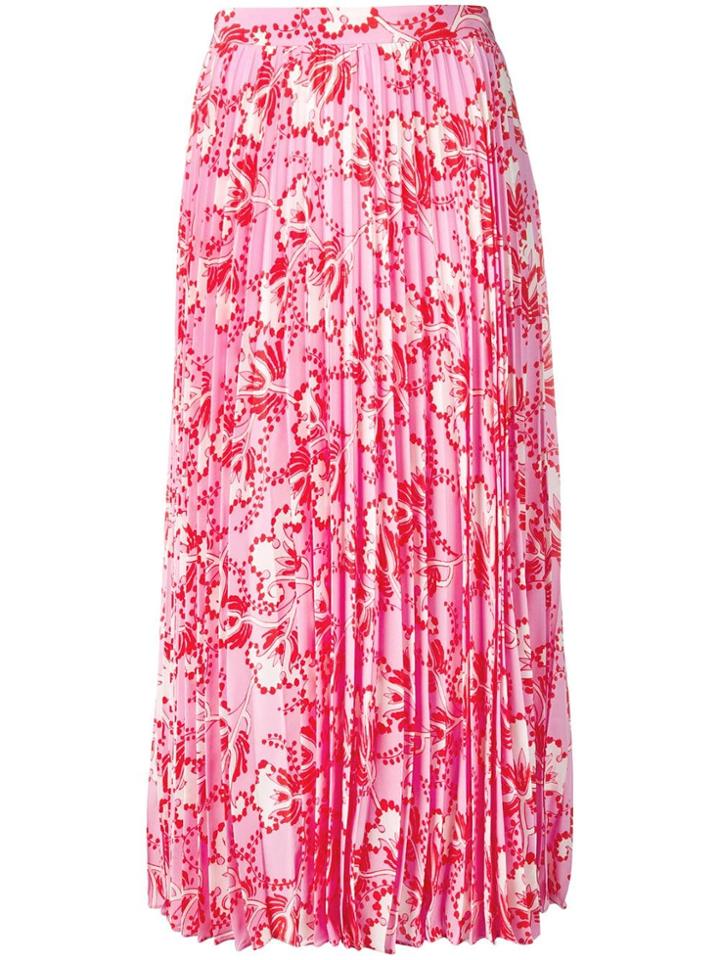 Valentino Floral Print Pleated Skirt - Pink