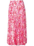 Valentino Floral Print Pleated Skirt - Pink