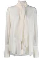 Salvatore Ferragamo Scarf Draped Blouse - White