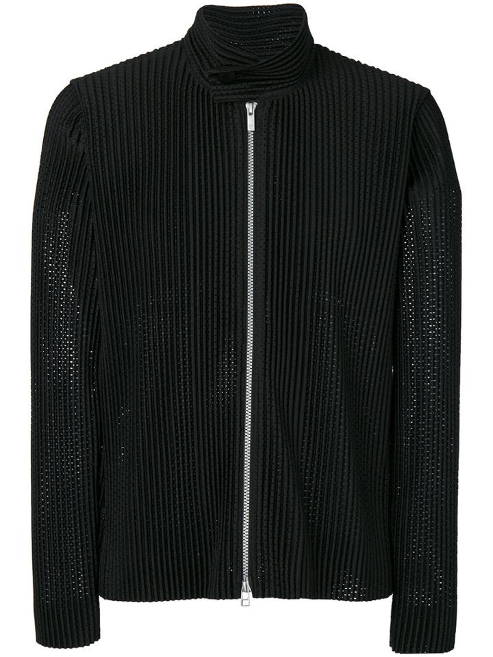 Homme Plissé Issey Miyake - Ribbed Bomber Jacket - Men - Polyester - M, Black, Polyester