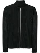 Homme Plissé Issey Miyake - Ribbed Bomber Jacket - Men - Polyester - M, Black, Polyester