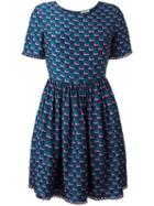 Kenzo - Fitted Top, Full Skirt Dress - Women - Silk - 42, Blue, Silk