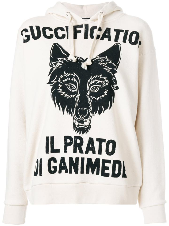 Gucci Il Prato Di Ganimede Guccification Printed Hoodie - Nude &