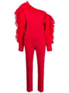 David Koma Frill Jumpsuit - Red