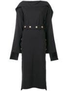 A.w.a.k.e. Long-sleeve Flared Midi Dress - Black
