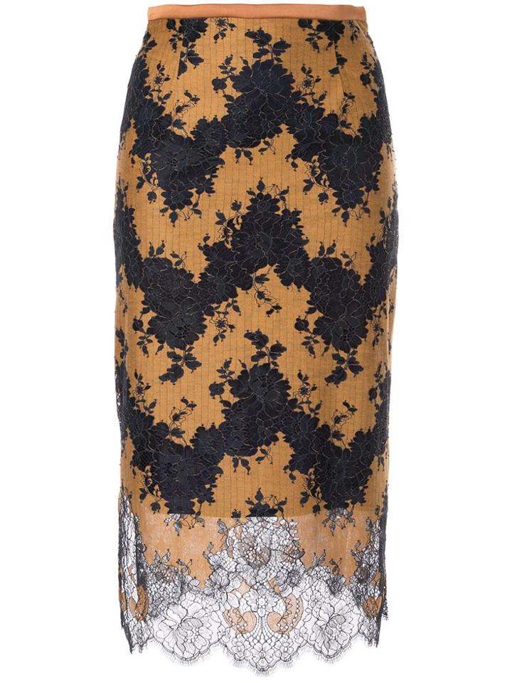 Loveless Lace Inserts Skirt - Yellow