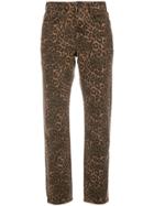 T By Alexander Wang Leopard Print Cropped Jeans - Brown