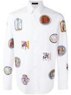 Versace Logo Print Shirt, Men's, Size: 39, White, Cotton