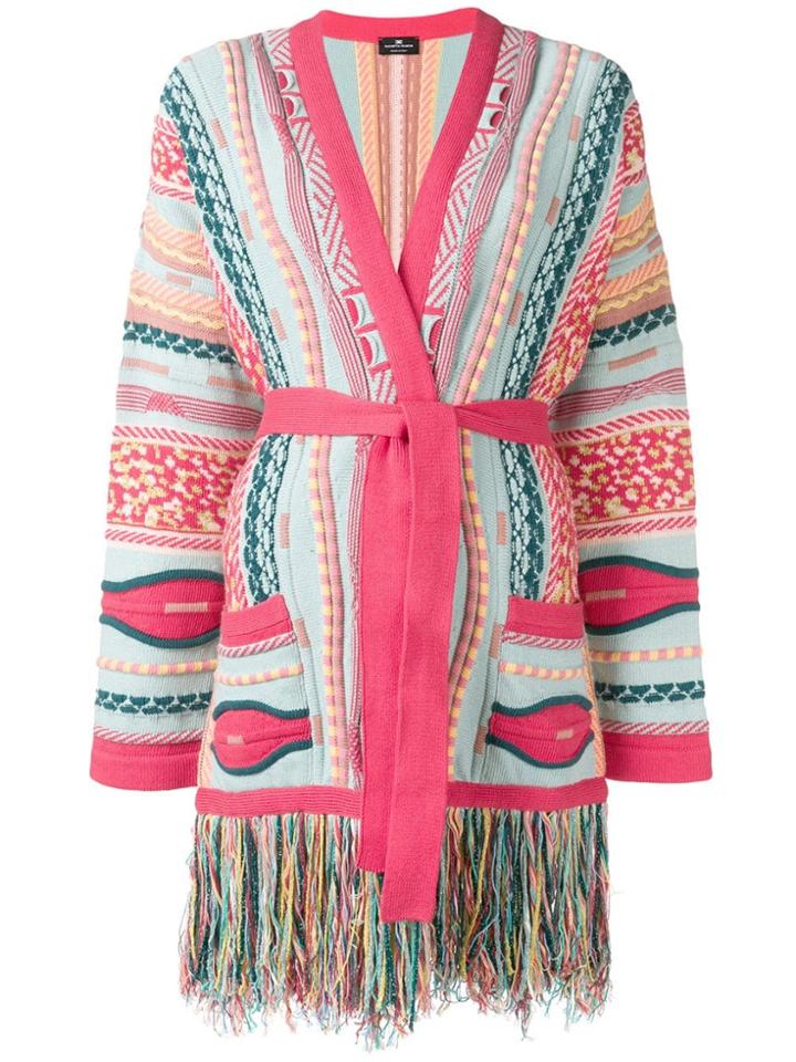 Elisabetta Franchi Fringed Embroidered Cardigan - Blue