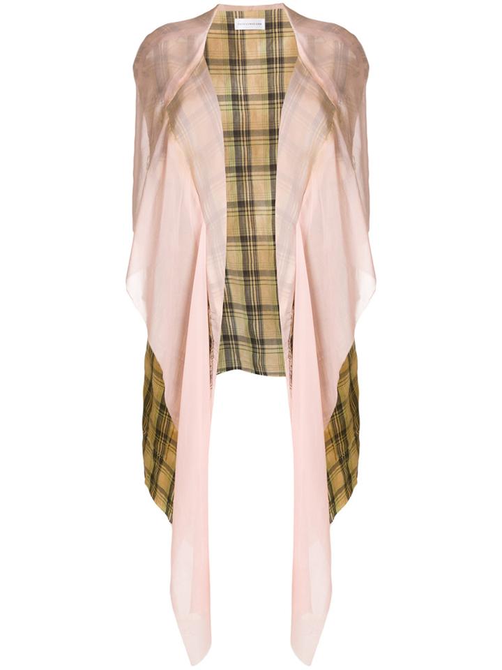 Faith Connexion Draped Plaid Hooded Jacket - Green