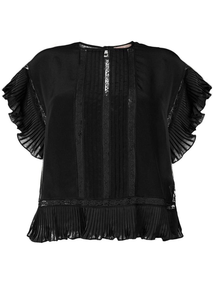 Twin-set Pleated Ruffles Blouse - Black