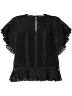 Twin-set Pleated Ruffles Blouse - Black