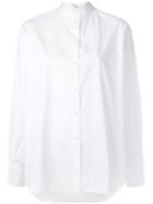 Victoria Beckham - Mandarin Neck Shift Shirt - Women - Cotton/mother Of Pearl - 10, White, Cotton/mother Of Pearl