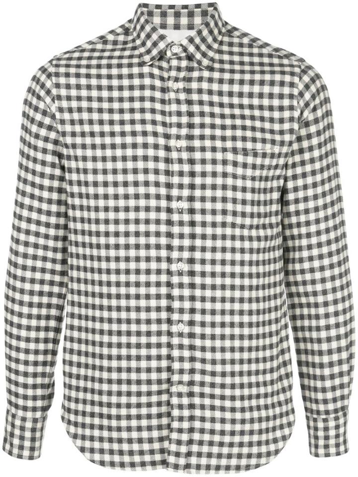 Officine Generale Brushed Flannel Check Shirt - Black