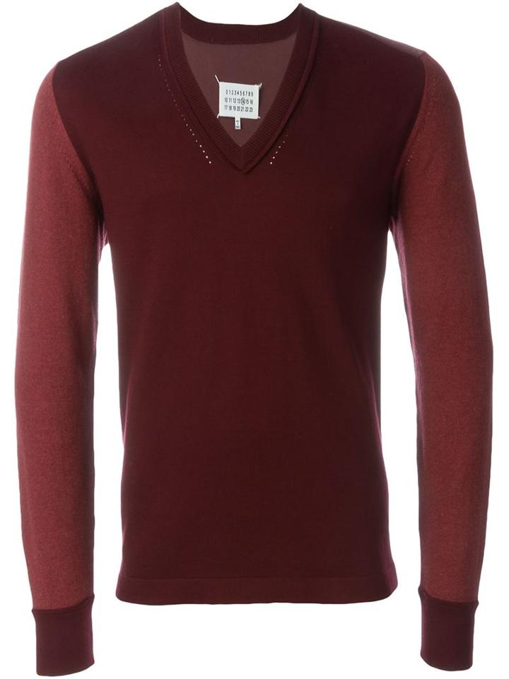 Maison Margiela Colour Block Sweater, Men's, Size: M, Red, Cotton
