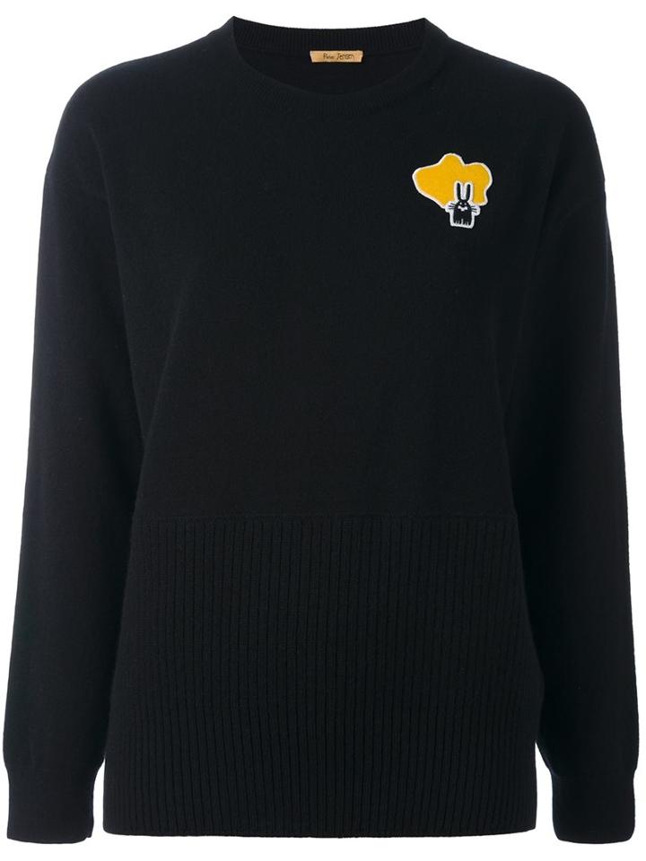 Peter Jensen Bunny Patch Jumper, Women's, Size: Xs, Black, Lambs Wool