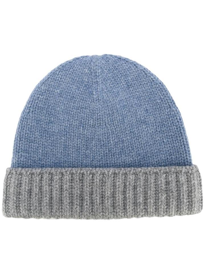 Loro Piana Bicolour Beanie, Men's, Blue, Cashmere