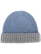 Loro Piana Bicolour Beanie, Men's, Blue, Cashmere