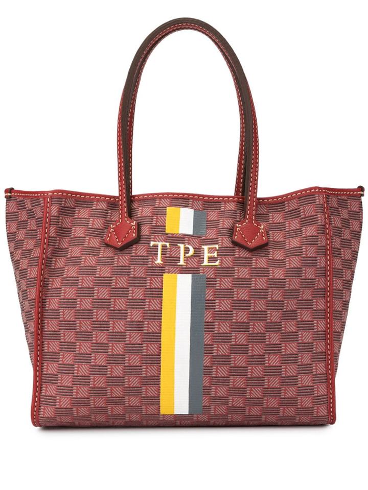 Moreau Check Pattern Tote - Red